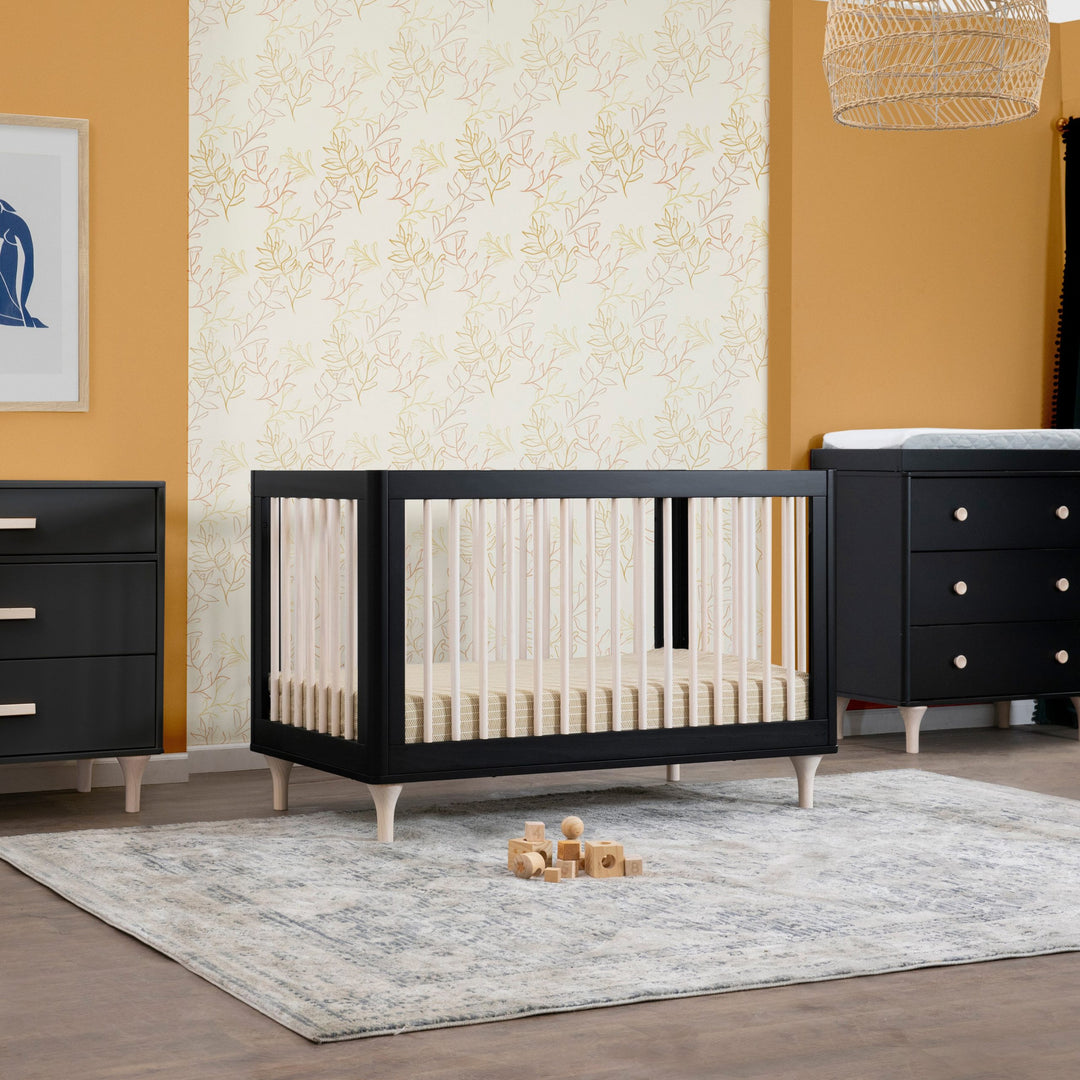 Babyletto - Lolly- 3-in-1 Convertible Crib with Toddler Bed Conversion Kit - Black/ Washed Natural-Babyletto image