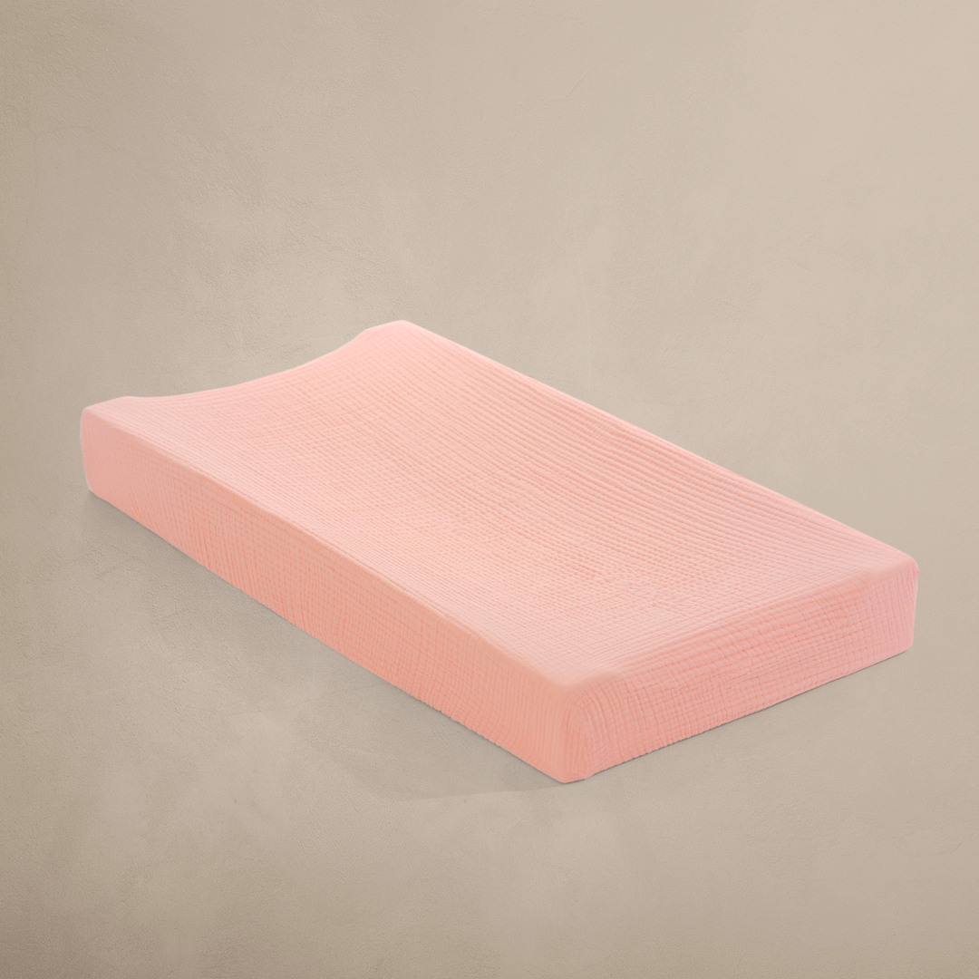 Oilo - Changing Pad Cover - Rosette Pink - Premium Muslin-Oilo image