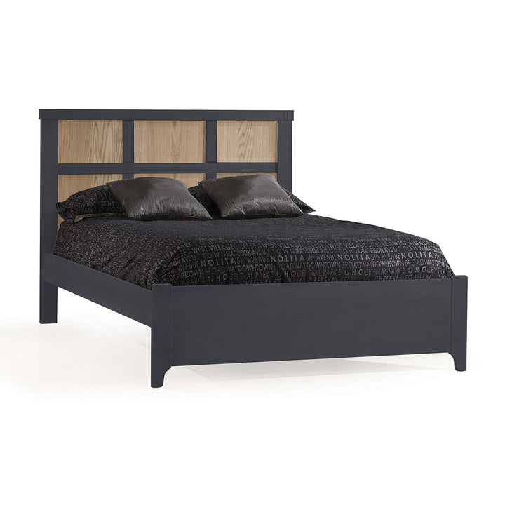 Natart - Rustico Moderno Double Bed 54″ (low profile footboard) - Graphite / Natural Oak-Natart image