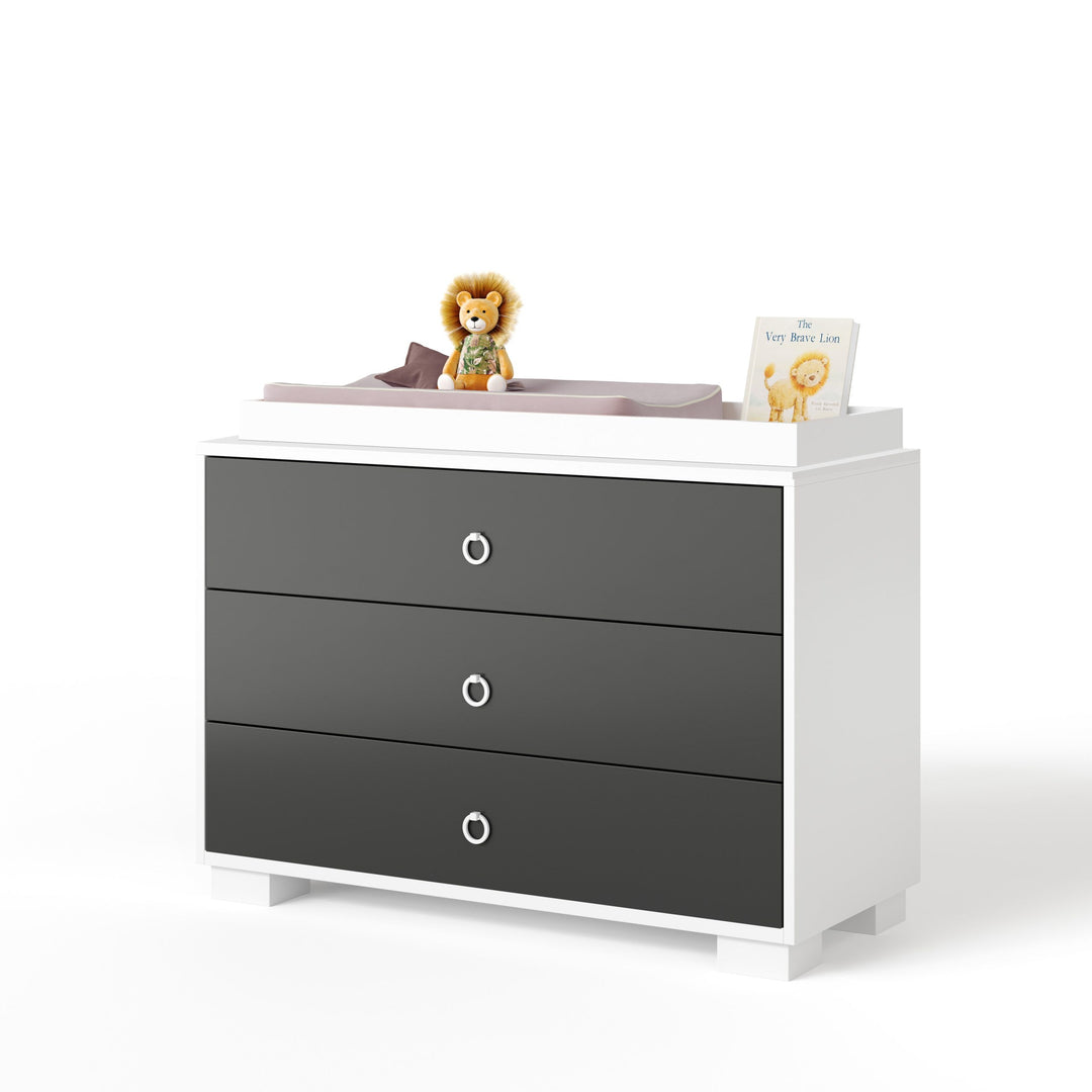 Ducduc - Cabana 3-drawer dresser - white maple - Onyx-Ducduc, White ring pull-Ducduc image