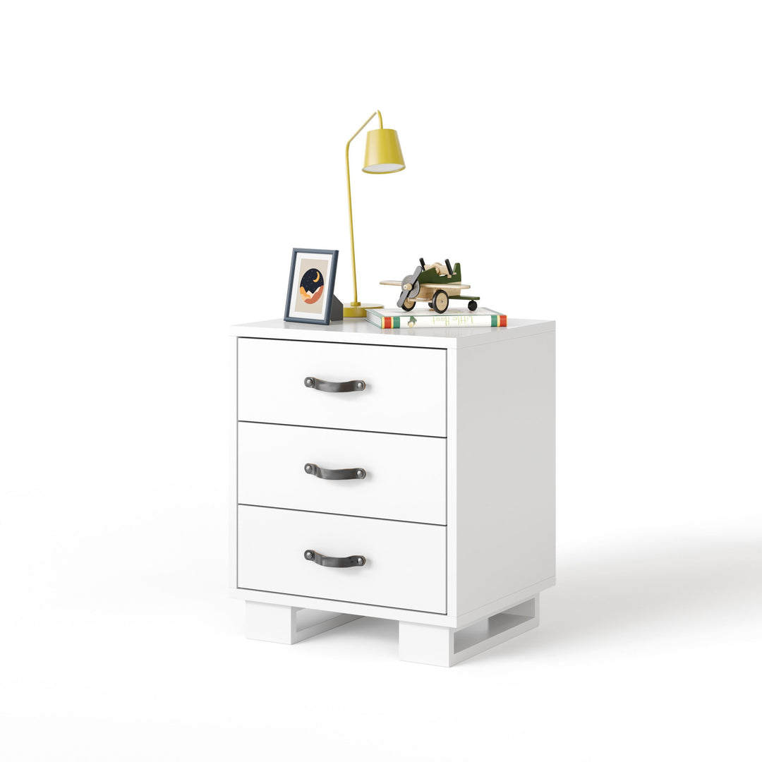 Ducduc - Austin nightstand - leather pull - white maple - White 1, Espresso leather pull-Ducduc image