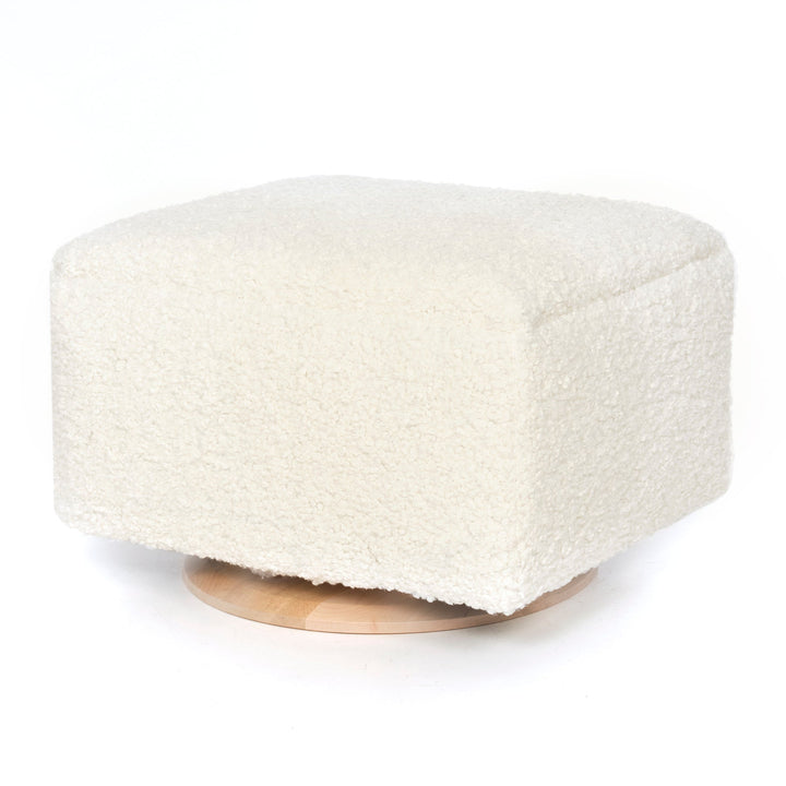 Oilo - Small Stationary Rectangle Ottoman With Wood Base - Sheepskin Linen-Oilo image