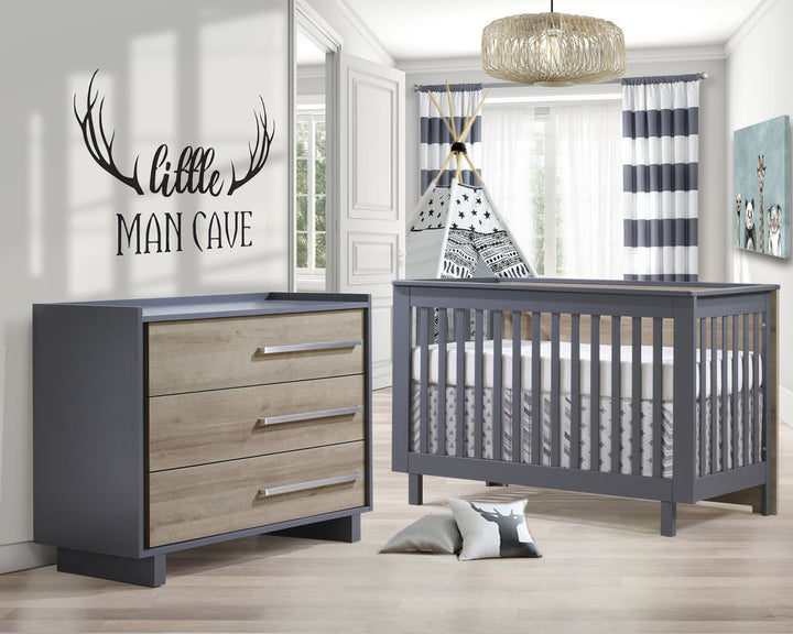Tulip - Urban Collection Convertible Crib and 3 Drawer Dresser XL 2-Piece Set - Charcoal/Natural-Tulip image