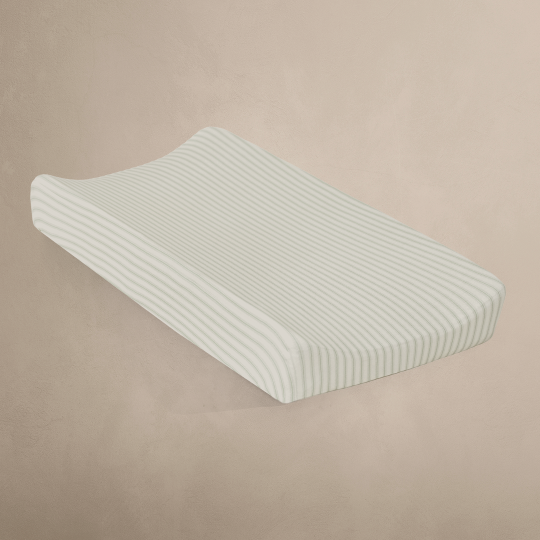 Oilo - Changing Pad Cover - Sea Moss Sage Green Stripe -Oilo image