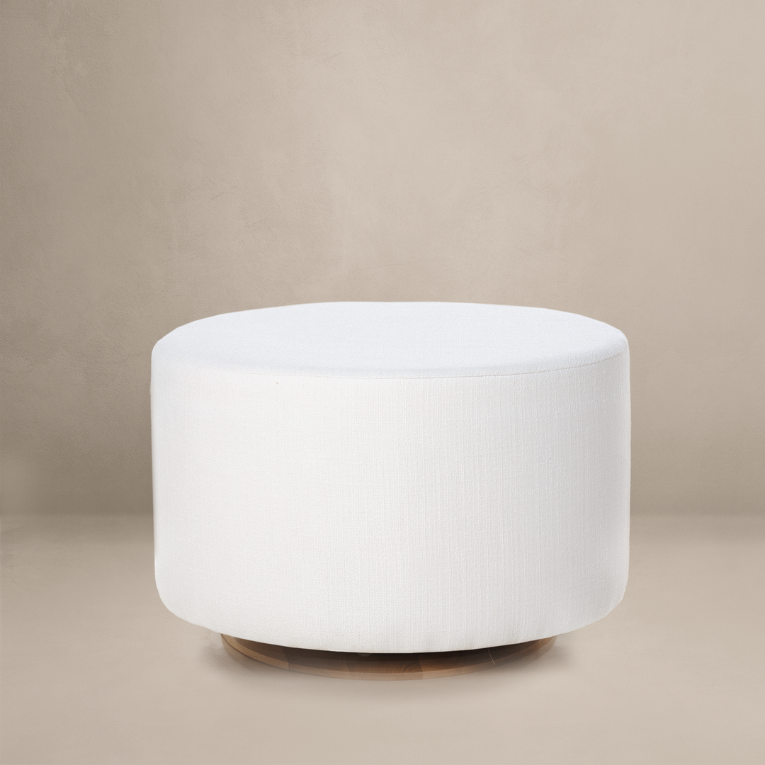 Oilo - Small Stationary Oval Ottoman With Wood Base - High Performance Ivory-Oilo image
