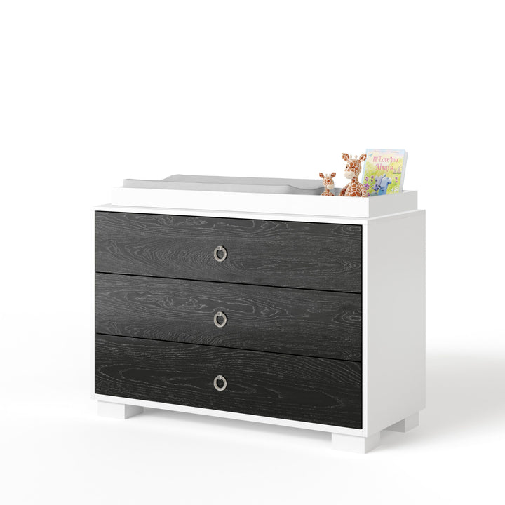 Ducduc - Cabana 3-drawer dresser - white maple - Onyx cerused oak-Ducduc, Satin nickel ring pull-Ducduc image