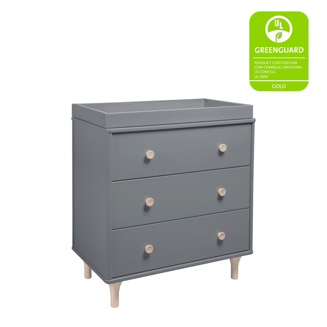 Babyletto - Lolly- 3-Drawer Changer Dresser with Removable Changing Tray - Grey / Washed Natural-Babyletto image