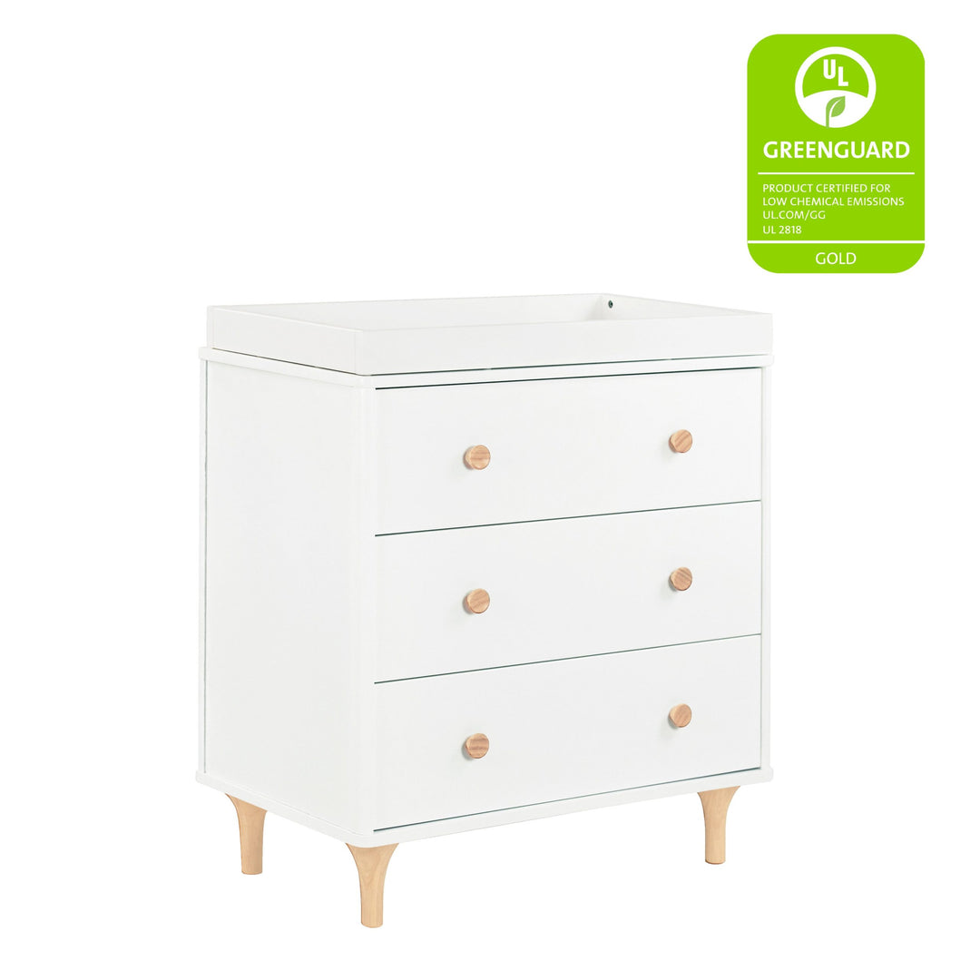 Babyletto - Lolly- 3-Drawer Changer Dresser with Removable Changing Tray - White/ Natural-Babyletto image