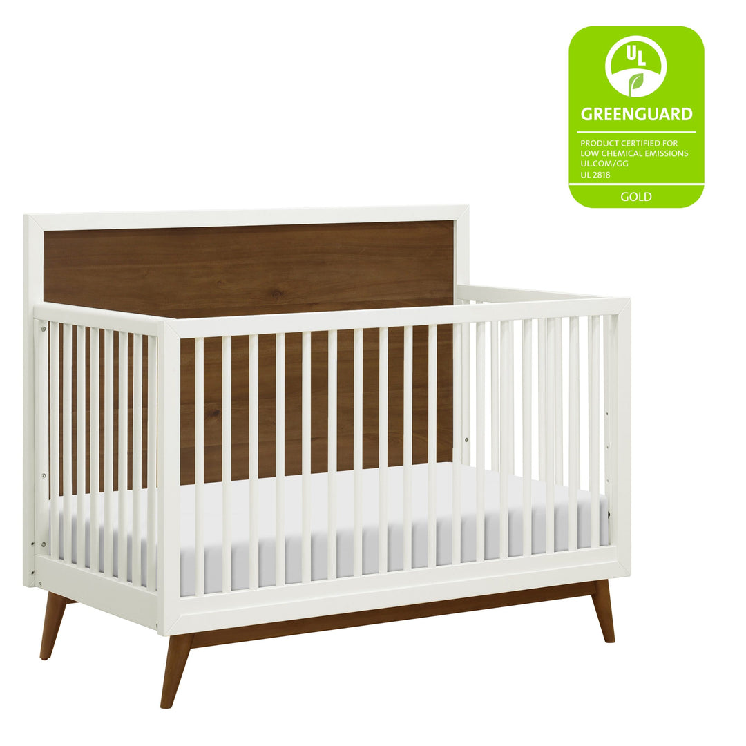 Babyletto - Palma - 4-in-1 Convertible Crib with Toddler Bed Conversion Kit - Warm White with Natural Walnut-Babyletto image