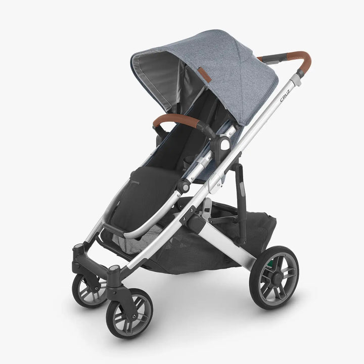 Uppababy - Cruz v2 Stroller - Silver-Frame, Saddle Leather-Uppababy, Blue Melange-Uppababy image