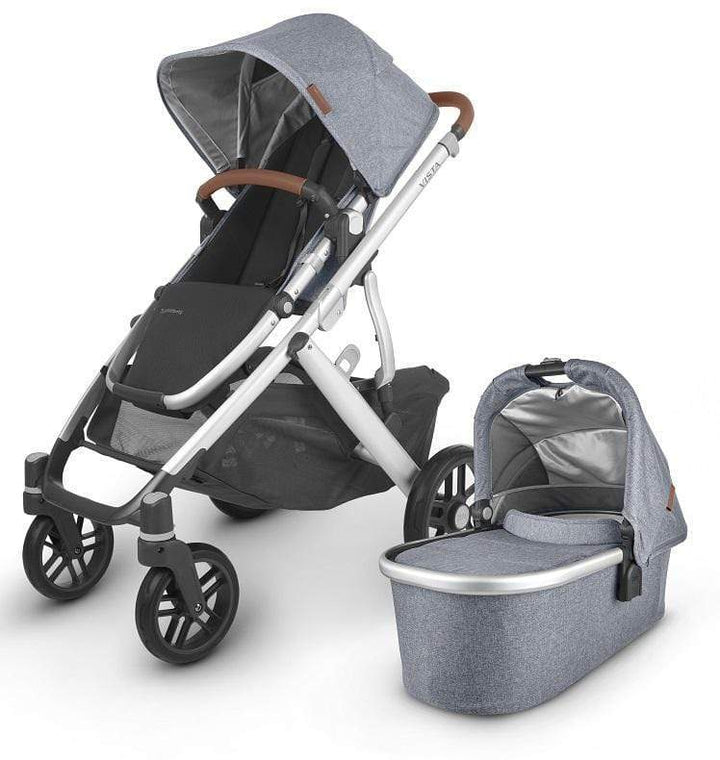 Uppababy - Vista V2 Stroller - Silver-Frame, Saddle Leather-Uppababy, Blue Melange-Uppababy image