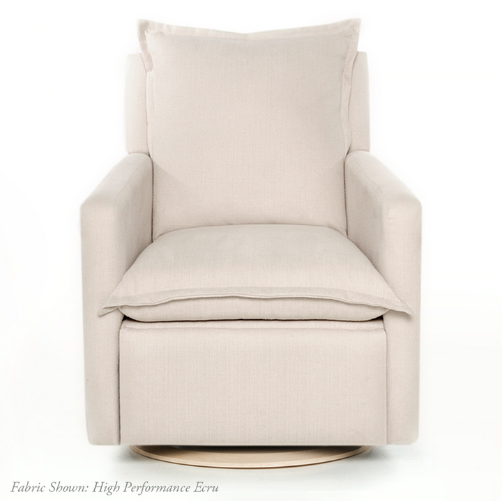 Oilo - Flynn– Gliding Swivel Nursery Recliner - Round Wooden Base-Oilo, High Performance Ecru-Oilo image