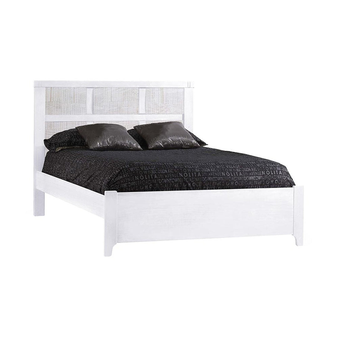 Natart - Rustico Moderno Double Bed 54″ (low profile footboard) - White / White Bark-Natart image