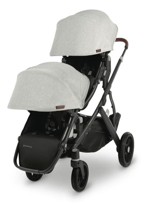 Uppababy - Vista V2 Double - Carbon-Frame, Chestnut Leather-Uppababy, White and Grey Chenille-Uppababy image