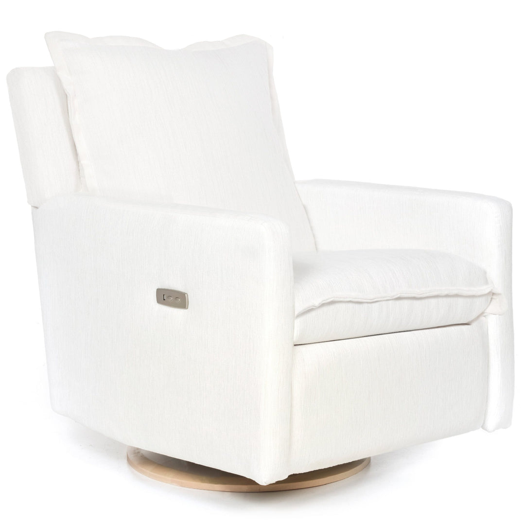 Oilo - Flynn– Gliding Swivel Nursery Recliner - Round Wooden Base-Oilo, High Performance Cloud White-Oilo image