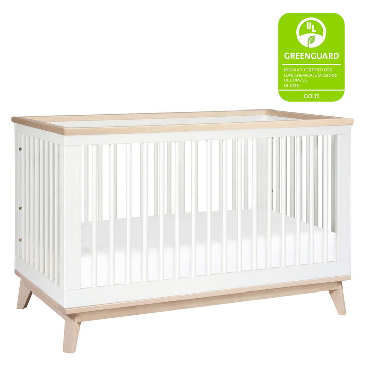 Babyletto - Scoot- 3-in-1 Convertible Crib with Toddler Bed Conversion Kit - Washed Natural / White-Babyletto image