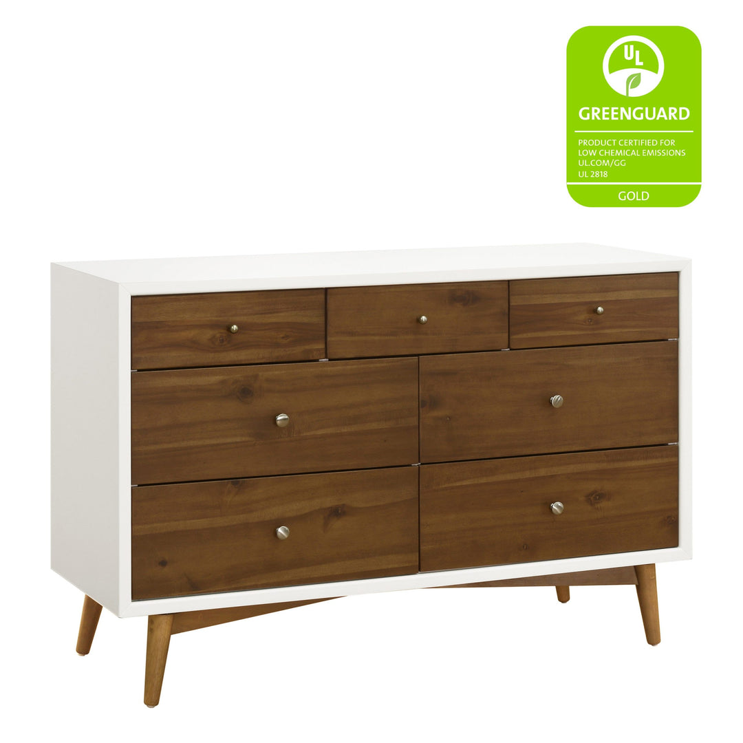 Babyletto - Palma - 7-Drawer Assembled Double Dresser - Warm White with Natural Walnut-Babyletto image