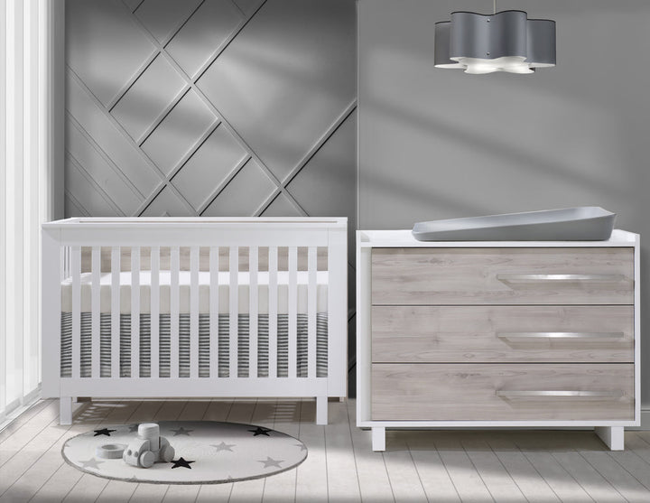 Tulip - Urban Collection Convertible Crib and 3 Drawer Dresser XL 2-Piece Set - White/Sand-Tulip image