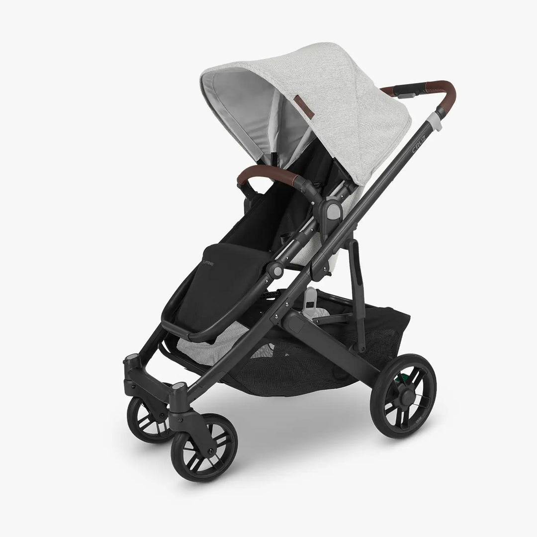 Uppababy - Cruz v2 Stroller - Carbon-Frame, Chestnut Leather-Uppababy, White and Grey Chenille-Uppababy image