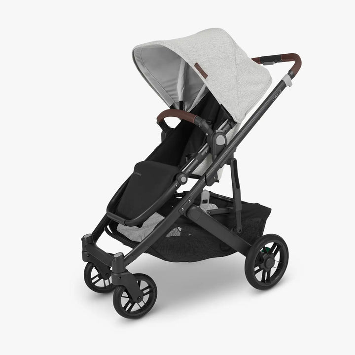 Uppababy - Cruz v2 Stroller - Carbon-Frame, Chestnut Leather-Uppababy, White and Grey Chenille-Uppababy image