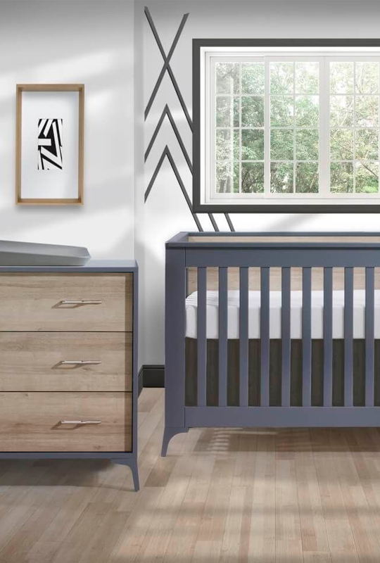 Tulip - Metro Convertible Crib &amp; Dresser Set- Charcoal/ Natural - Charcoal/Natural-Tulip image