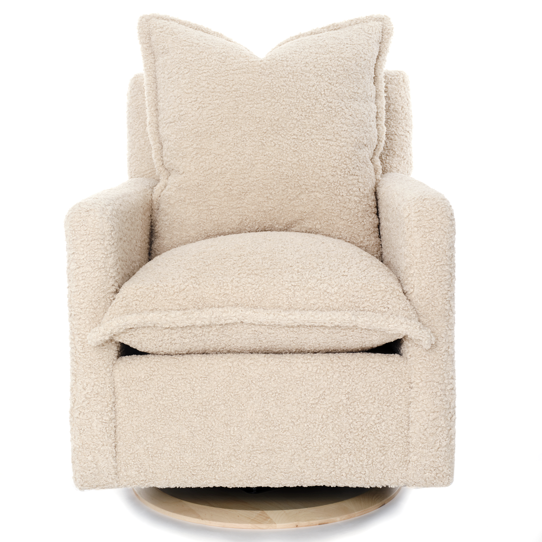 Oilo - Nola – Swivel Nursery Glider - Round Wooden Base-Oilo, Sheepskin Linen-Oilo image