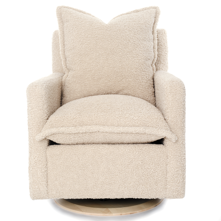Oilo - Nola – Swivel Nursery Glider - Round Wooden Base-Oilo, Sheepskin Linen-Oilo image