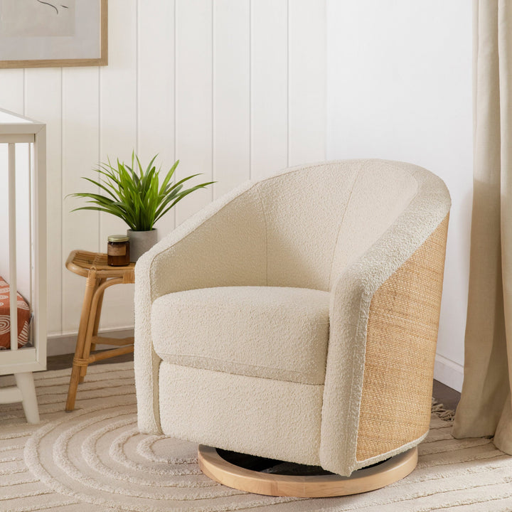 Babyletto - Madison - Luxe fabric-Babyletto, Ivory Boucle &amp;amp; Cane with Light Wood Base-Babyletto image