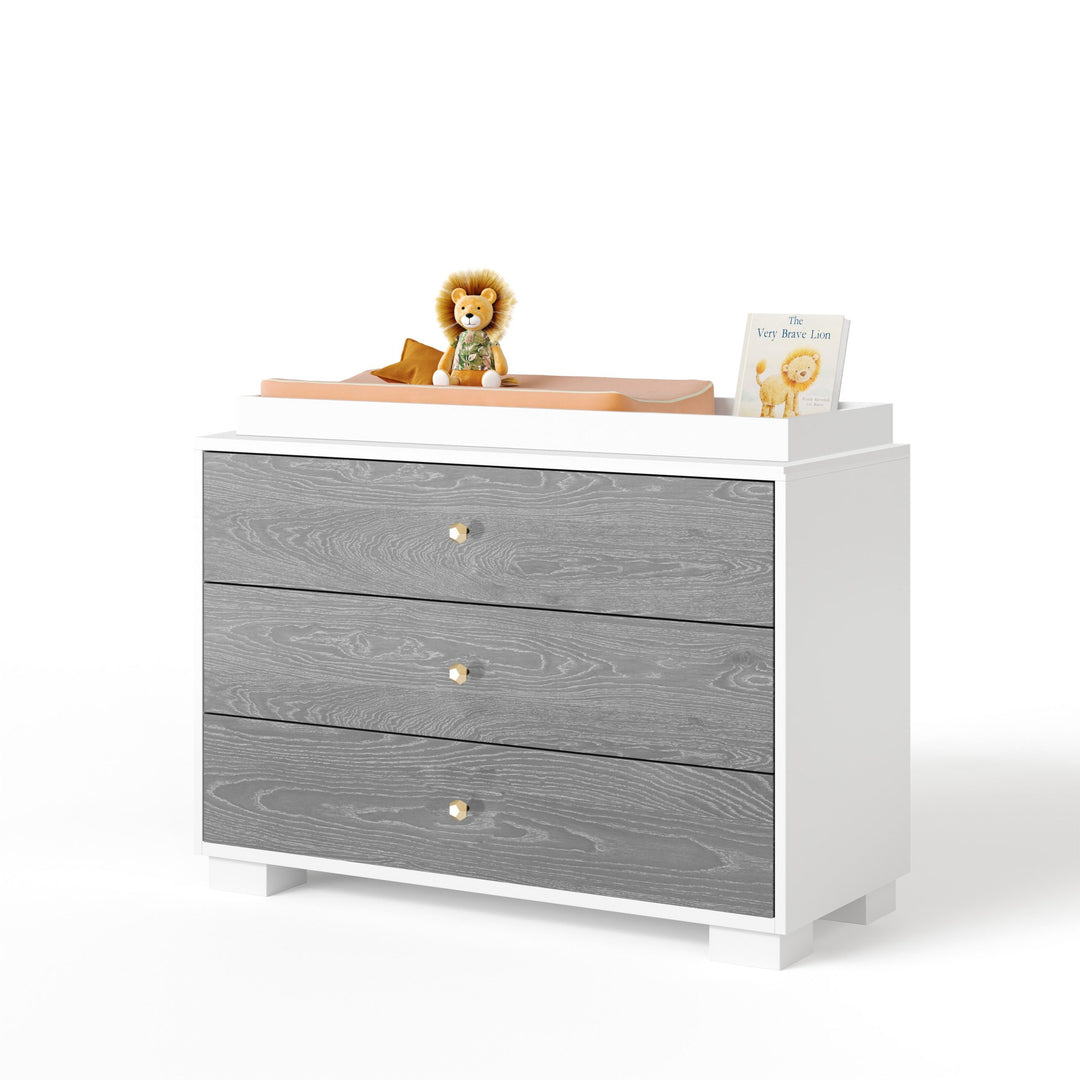 Ducduc - Cabana 3-drawer dresser - white maple - Fossil cerused oak-Ducduc, Golden Honeycomb-Ducduc image