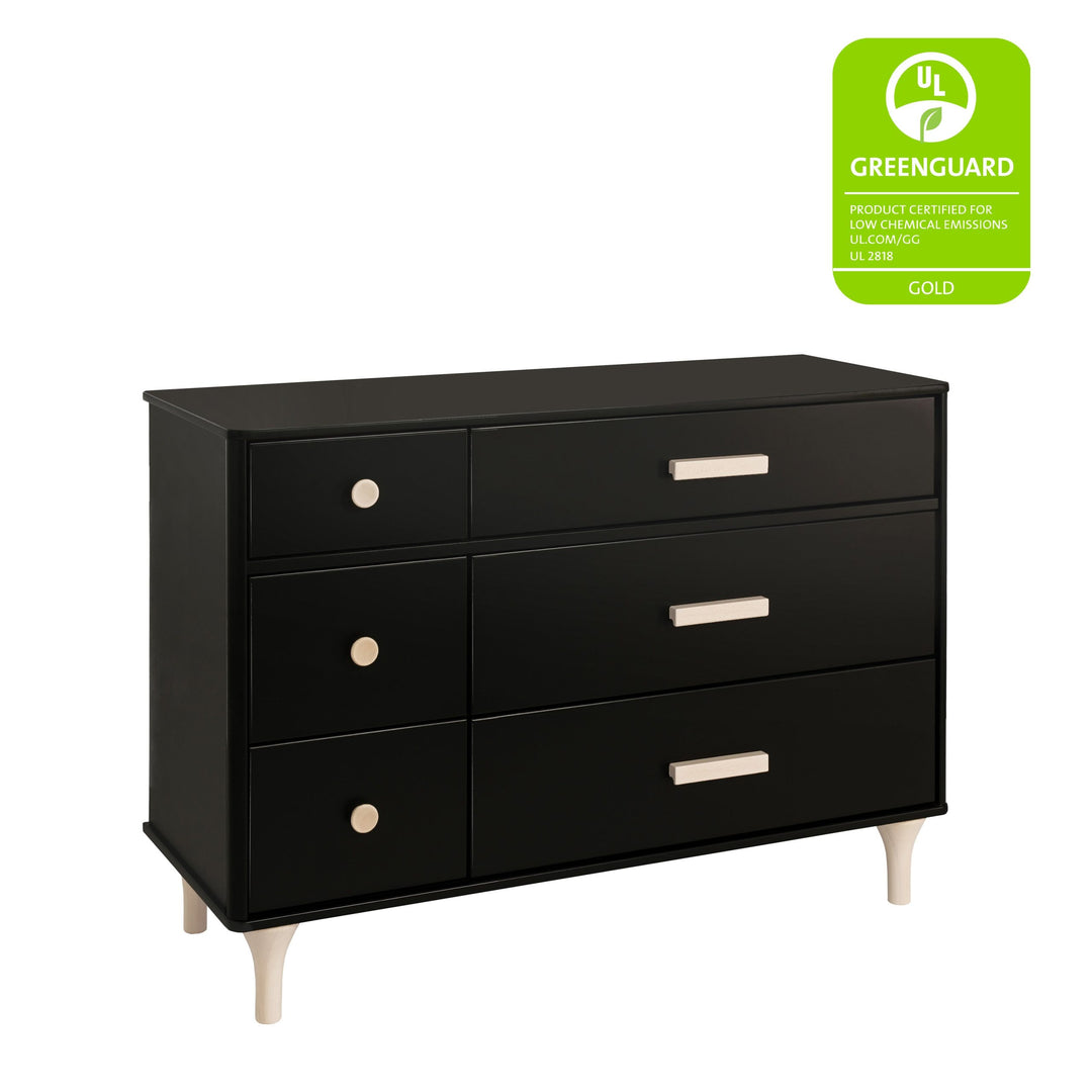 Babyletto - Lolly - 6-Drawer Assembled Double Dresser - Black/ Washed Natural-Babyletto image