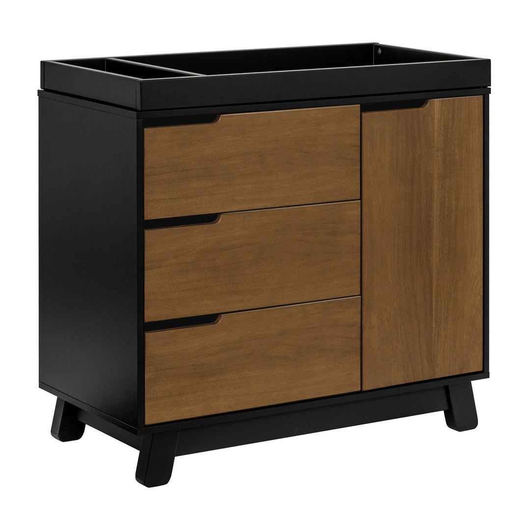 Babyletto - Hudson 3-Drawer Changer Dresser with Removable Changing Tray - Black/Natural Walnut-Babyletto image