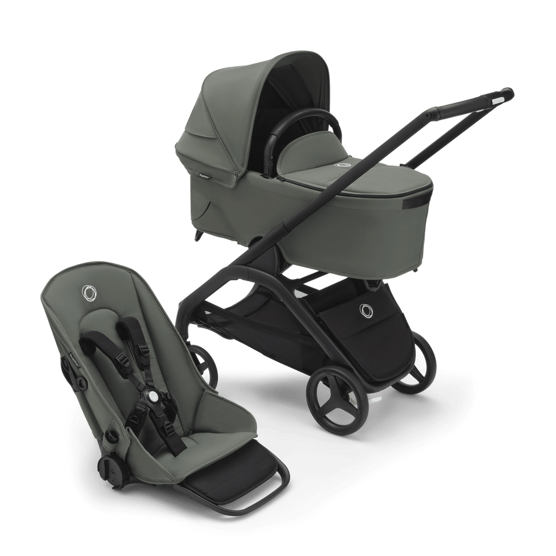 Bugaboo - Dragonfly Complete Stroller + Bassinet - Forest Green-Bugaboo, Black-Frame image