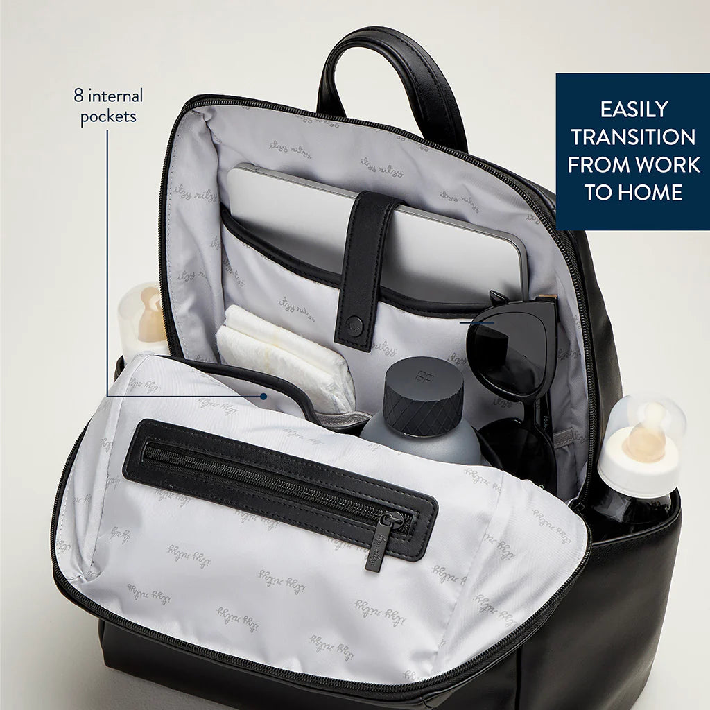 Itzy Ritzy Eras Backpack Diaper Bag- Black Leather image 3