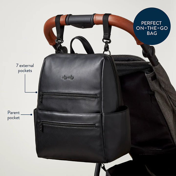 Itzy Ritzy Eras Backpack Diaper Bag- Black Leather image 2