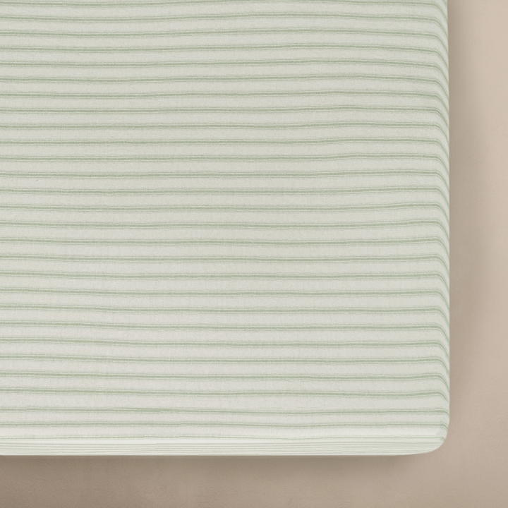 Oilo - Crib Sheets - Sea Moss Sage Green Stripe -Oilo image