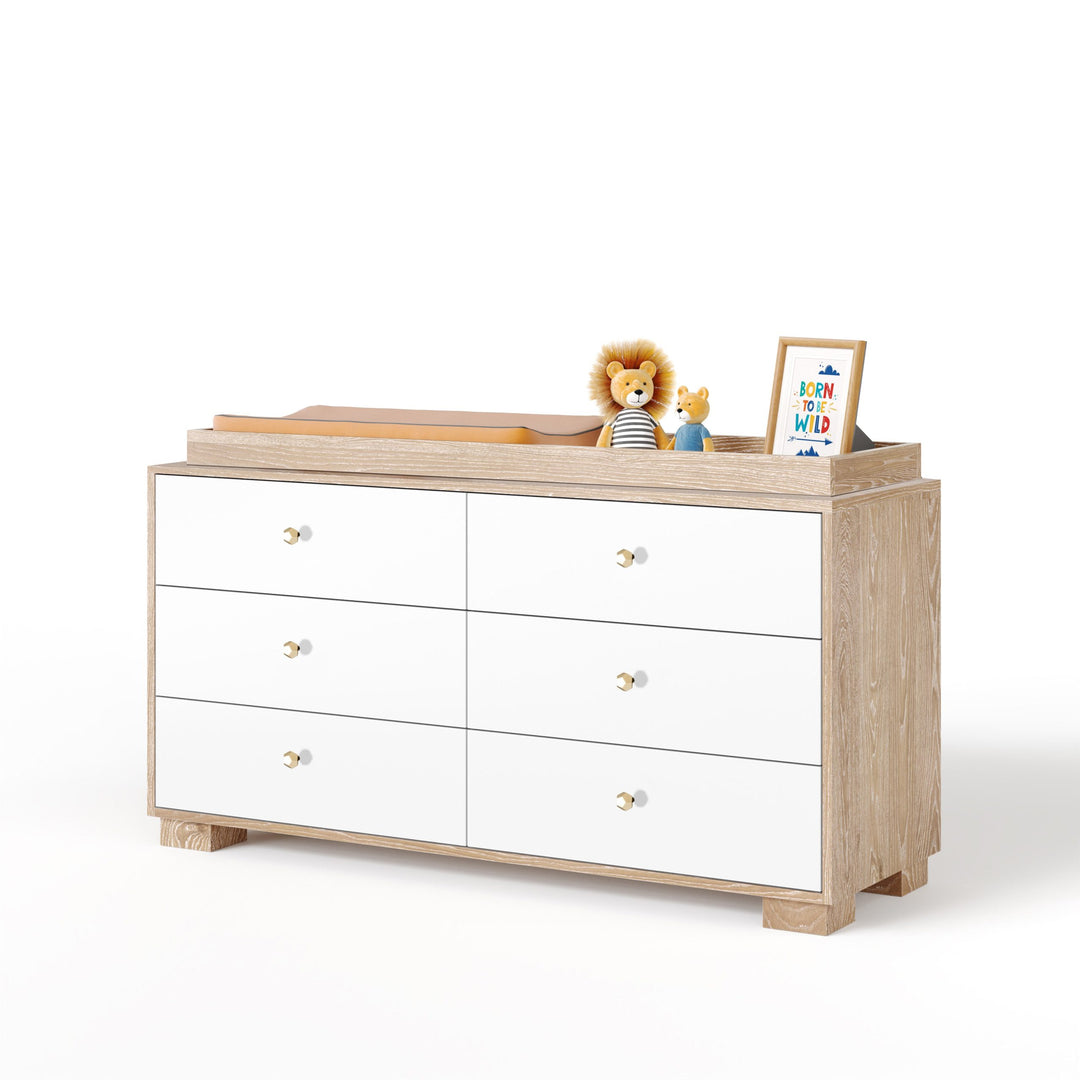 Ducduc - Cabana doublewide dresser - cerused oak - White 1, Golden Honeycomb-Ducduc image