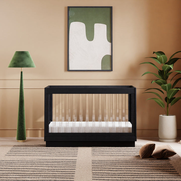 Babyletto - Harlow- Acrylic 3-in-1 Convertible Crib with Toddler Bed Conversion Kit - Black-Babyletto image