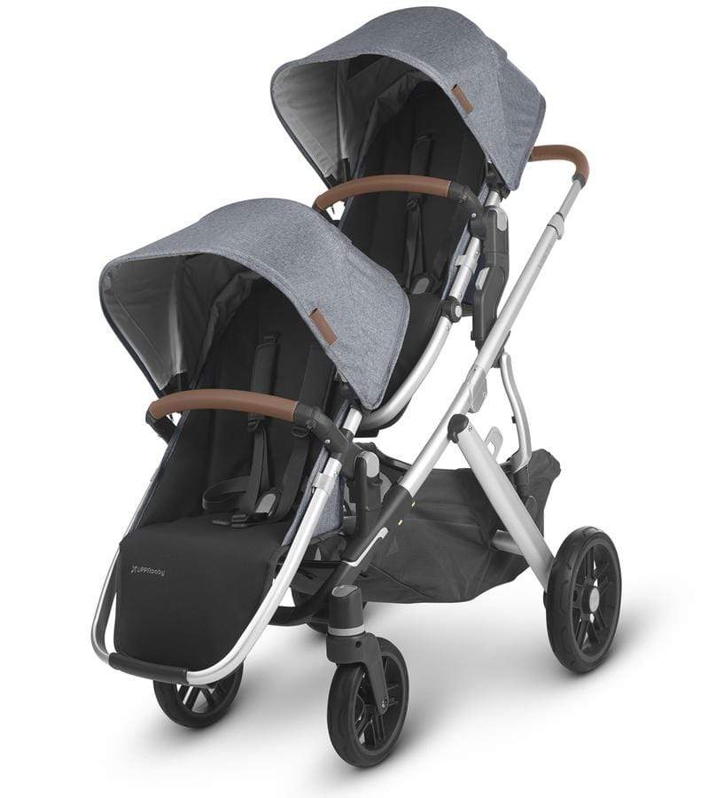 Uppababy - Vista V2 Double - Silver-Frame, Saddle Leather-Uppababy, Blue Melange-Uppababy image
