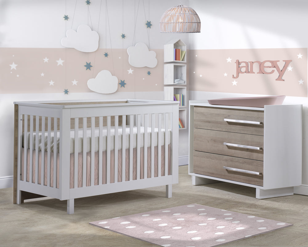 Tulip - Urban Collection Convertible Crib and 3 Drawer Dresser XL 2-Piece Set image 4