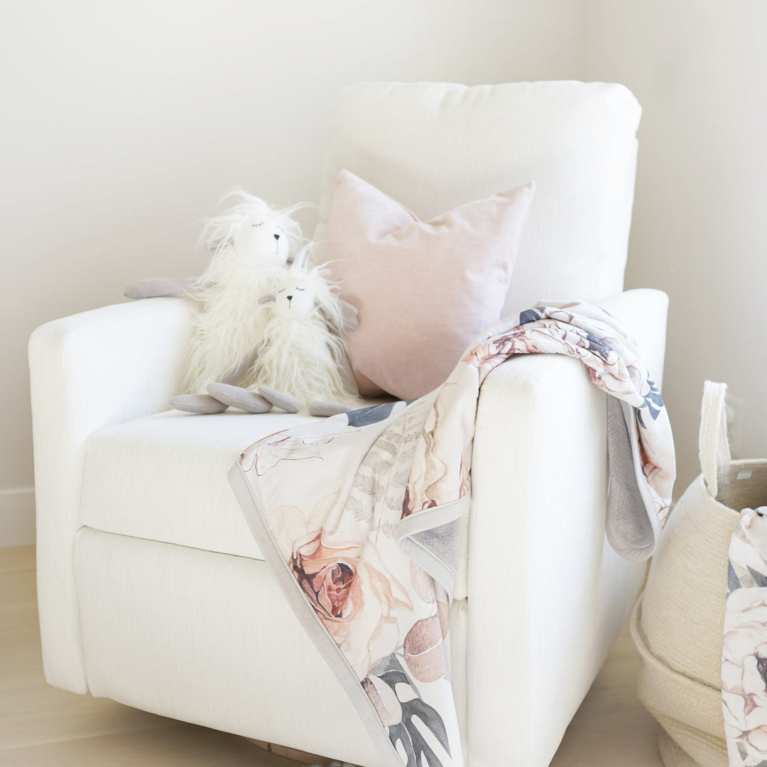 Oilo - Drew – Gliding Swivel Nursery Recliner - Round Wooden Base-Oilo, High Performance Cloud White-Oilo image