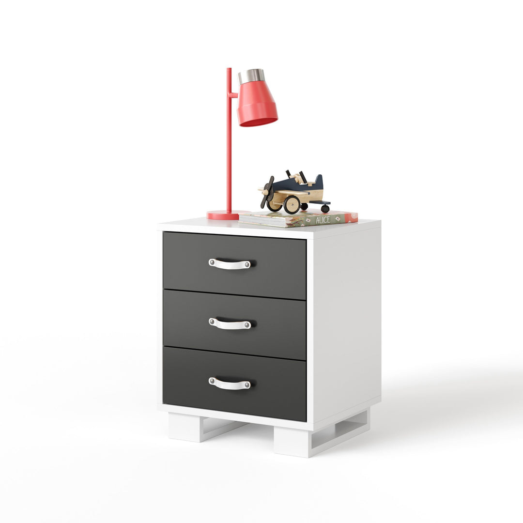 Ducduc - Austin nightstand - leather pull - white maple - Onyx-Ducduc, White leather pull-Ducduc image