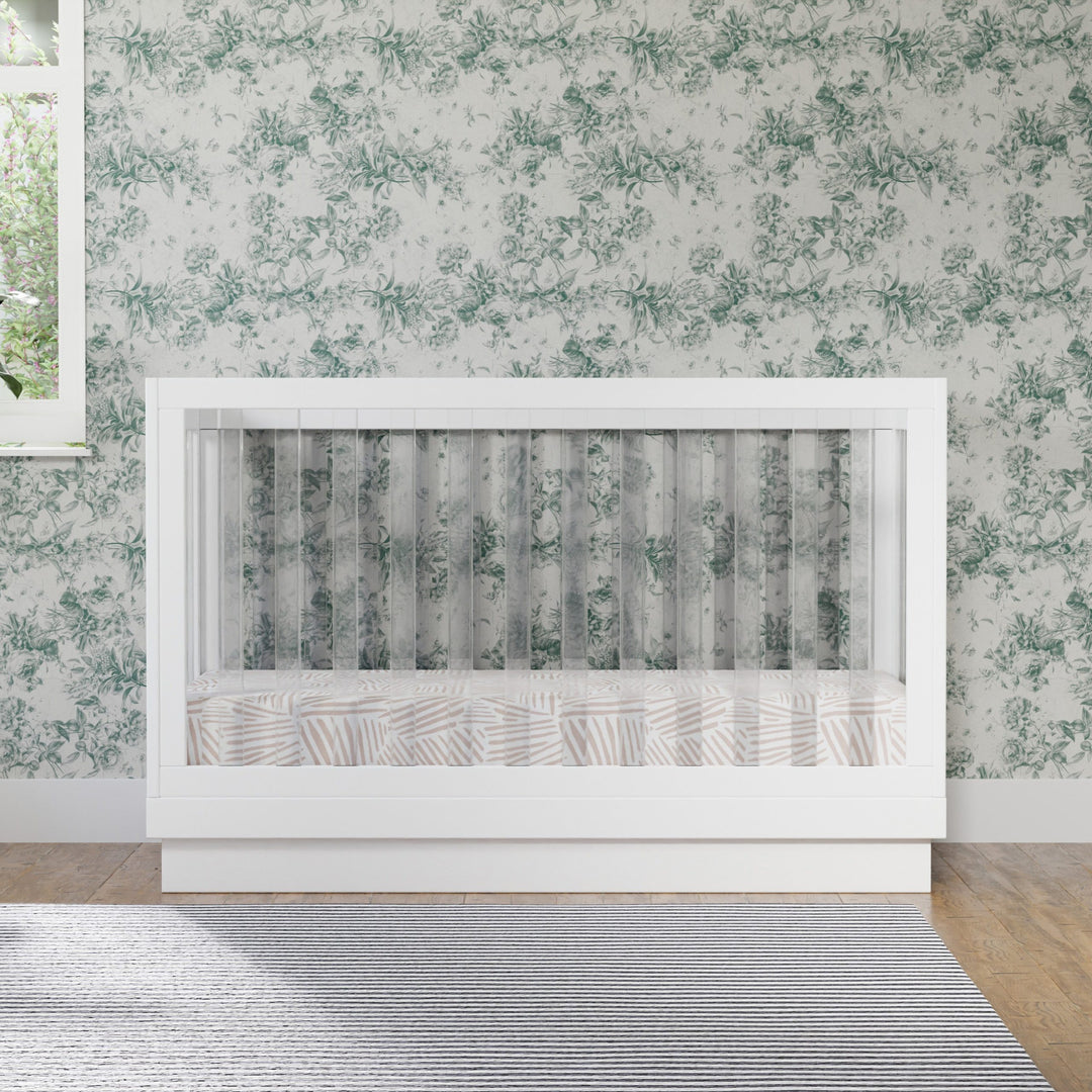 Babyletto - Harlow- Acrylic 3-in-1 Convertible Crib with Toddler Bed Conversion Kit - White-Leander image