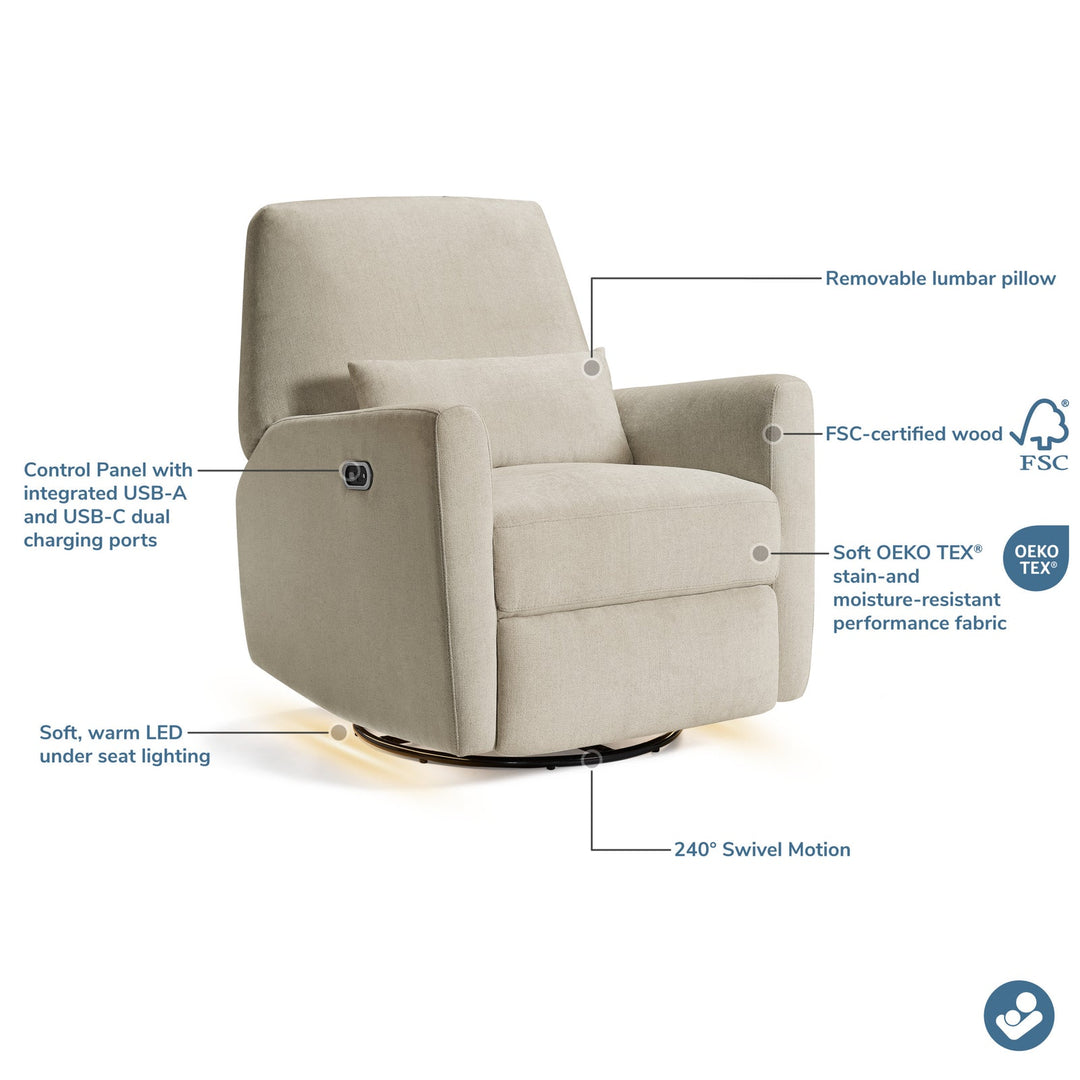 Maxi Cosi Ansel Swivel Glider and Power Recliner with Nightlight