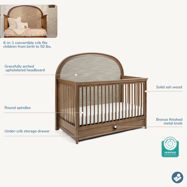 Maxi Cosi Quiet Luxury 6-in-1 Convertible Crib with Toddler Bed/Daybed Conversion Kit