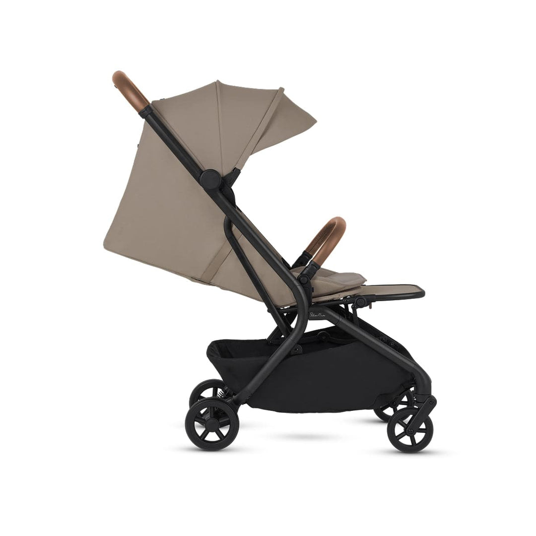 Silver Cross Nia compact travel stroller in Champagne - folded view