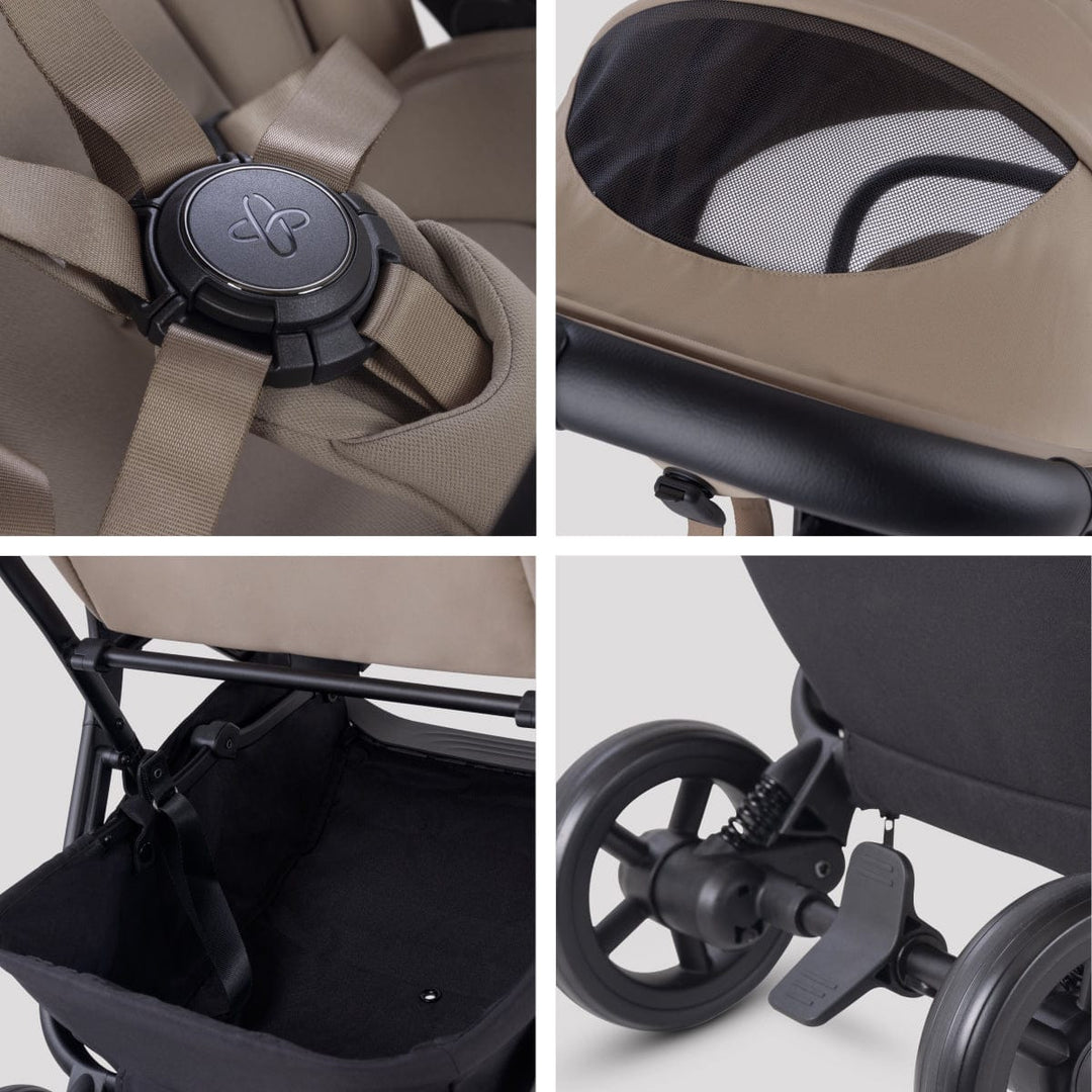 Silver Cross Nia compact travel stroller in Champagne - detail view